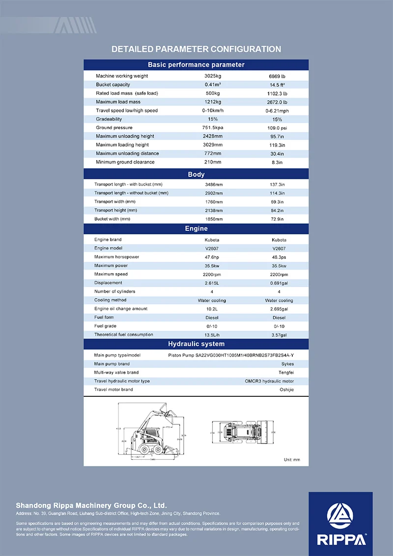 RS10 Skid Steer Loader-Mini Excavators For Sale - Rippa® China Manufacturer