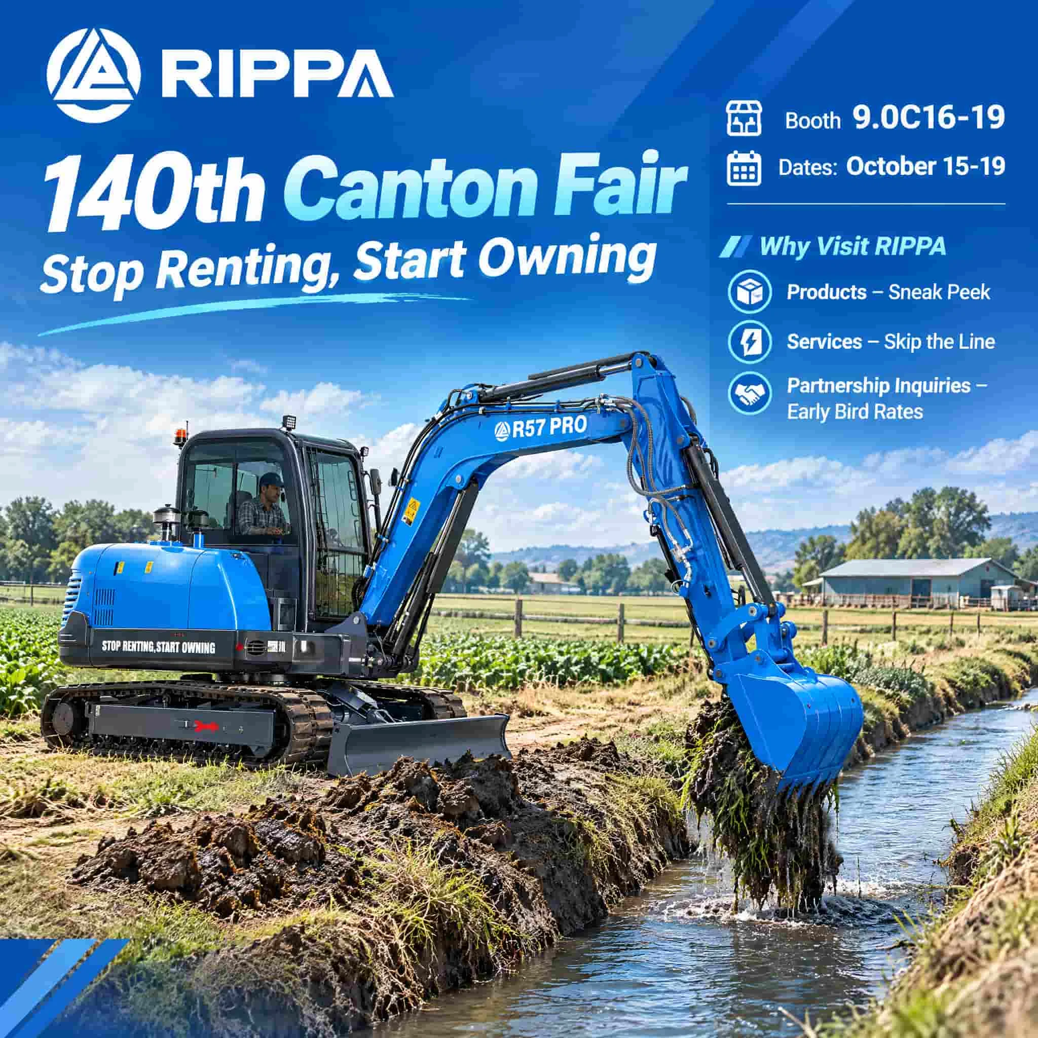 Looking for an Excavator Supplier? Meet RIPPA at the 140th Canton Fair-Mini Excavators For Sale - Rippa® China Manufacturer Looking for an Excavator Supplier? Meet RIPPA at the 140th Canton Fair-Mini Excavators For Sale - Rippa® China Manufacturer