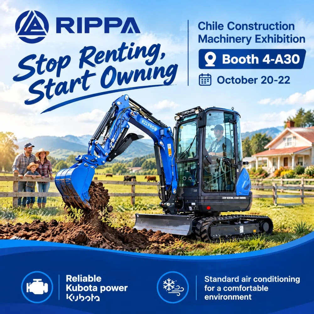 RIPPA at Chile Construction Machinery Exhibition 2026: Visit Booth 4-A30-Mini Excavators For Sale - Rippa® China Manufacturer RIPPA at Chile Construction Machinery Exhibition 2026: Visit Booth 4-A30-Mini Excavators For Sale - Rippa® China Manufacturer